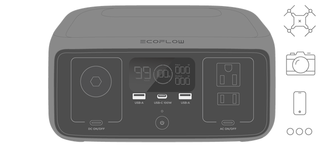 EcoFlow - RIVER 3 - Washa Vifaa Vyako - Kupitia Mlango wa Toleo la USB Washa Vifaa Vyako - Kupitia Mlango wa Toleo la USB