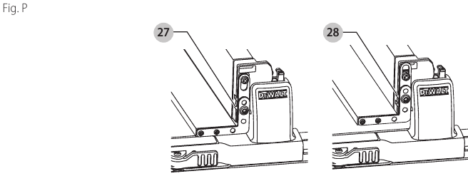 DeWalt – DWE7491 – Prevádzka – Krok 3 – Prevádzka pozdĺžneho vodidla Prevádzka – Krok 3 – Prevádzka pozdĺžneho vodidla