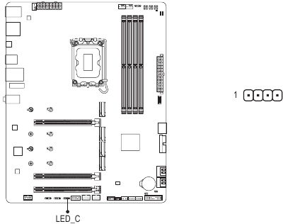 Gigabyte - Z890 GAMING X WIFI7 - LED_C (Κεφαλίδα ταινίας RGB LED) LED_C (Κεφαλίδα ταινίας RGB LED)