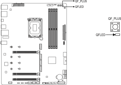 Gigabyte - Z890 GAMING X WIFI7 - Ενσωματωμένα κουμπιά και LED - QF_PLUS Ενσωματωμένα κουμπιά και LED - QF_PLUS