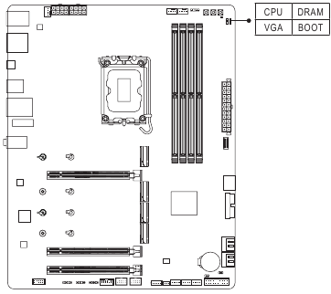 Gigabyte - Z890 GAMING X WIFI7 - Ενσωματωμένα κουμπιά και LED - LED κατάστασης Ενσωματωμένα κουμπιά και LED - LED κατάστασης