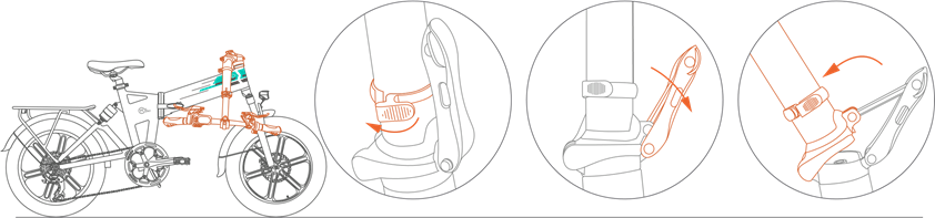 Fiido - M1 PRO - Lipat tabung kepala - Langkah 1 Lipat tabung kepala - Langkah 1