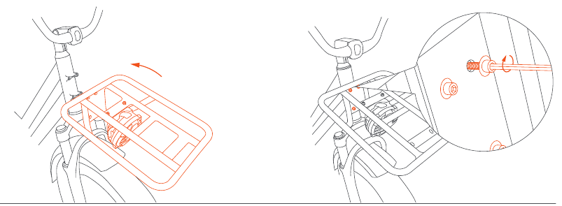 FIIDO - T2 - Pasang keranjang depan - Langkah 1 Pasang keranjang depan - Langkah 1