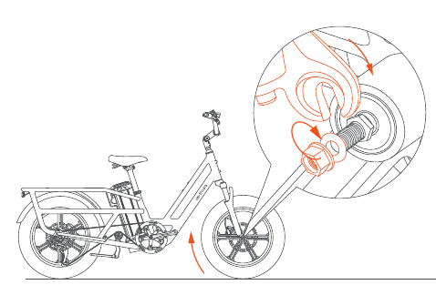 FIIDO - T2 - Pasang roda depan - Langkah 2 Pasang roda depan - Langkah 2