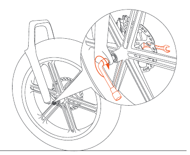 FIIDO - T2 - Pasang roda depan - Langkah 3 Pasang roda depan - Langkah 3