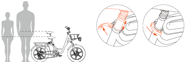 FIIDO - T1 Pro - Penggunaan pertama kali - Langkah 1 - Sesuaikan tempat duduk Penggunaan pertama kali - Langkah 1 - Sesuaikan tempat duduk