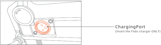 FIIDO - T1 Pro - Function DESC - Lokasi Port Pengisian Daya Baterai Deskripsi Fungsi - Lokasi Port Pengisian Daya Baterai