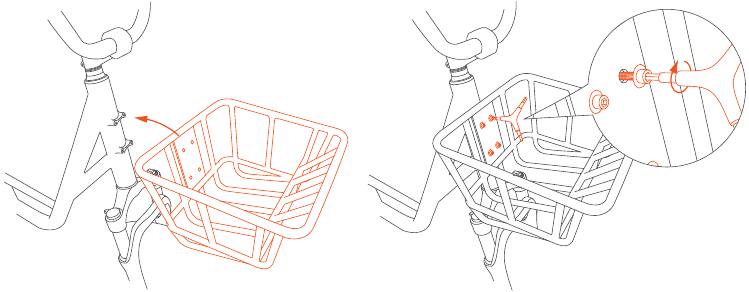 FIIDO - T1 Pro - Panduan pemasangan - Memasang keranjang depan Panduan pemasangan - Memasang keranjang depan