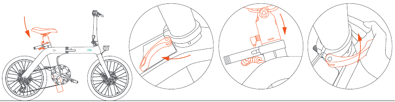 FIIDO - D11 - Instruksi pelipatan - Turunkan tiang kursi Instruksi pelipatan - Turunkan tiang kursi