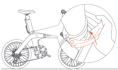 FIIDO - D11 - Pemasangan - Pasang baterai tiang kursi - Langkah 3 Pemasangan - Pasang baterai tiang kursi - Langkah 3