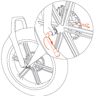 FIIDO - Titan - Memasang roda depan - Langkah 3 Memasang roda depan - Langkah 3