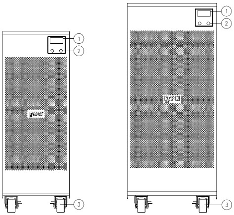 Eaton - Série 9E - Visão geral do UPS - Parte 1 - Visão frontal Visão geral do UPS - Parte 1 - Visão frontal