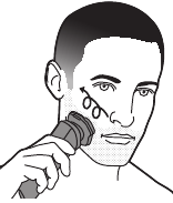 Ilustracija, kako brivnik premikati po koži