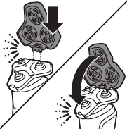 Vstavljanje držala za brivno glavo v enoto za britje