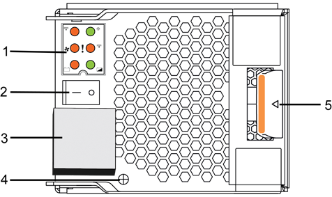 Dell - ME Series - Funkcie zadného panela napájacieho a chladiaceho modulu jednosmerného prúdu Funkcie zadného panela napájacieho a chladiaceho modulu jednosmerného prúdu