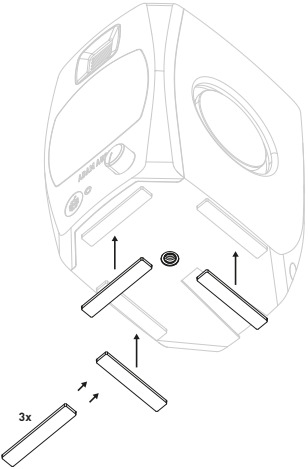 ADAM Audio - D3V - Hinweise zur Geräteplatzierung - Anbringen der selbstklebenden Pads Hinweise zur Geräteplatzierung - Anbringen der selbstklebenden Pads