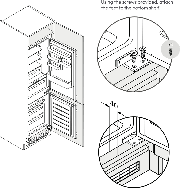 Candy - Fresco - Fixação à prateleira inferior do armário Fixação à prateleira inferior do armário
