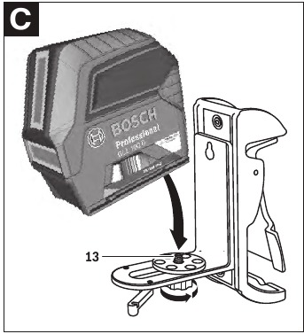 Bosch - GLL 100 G - Trabalhando com o BM3 - Fixando a ferramenta laser Trabalhando com o BM3 - Fixando a ferramenta laser