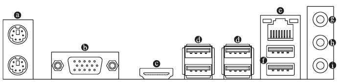 Gigabyte - B460M H - Back Panel Connectors Υποδοχές πίσω πίνακα
