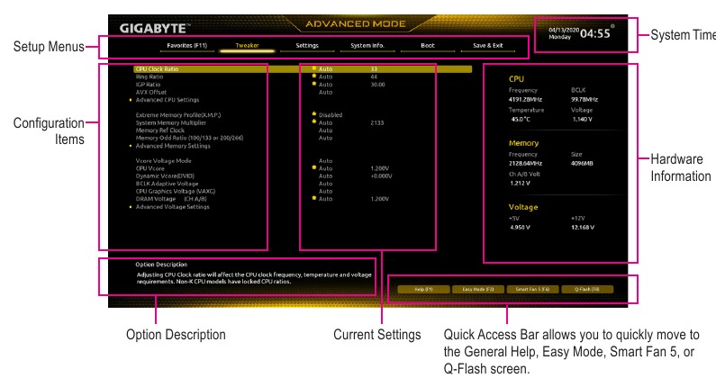 Gigabyte - B460M H - BIOS Main Menu Κύριο μενού BIOS
