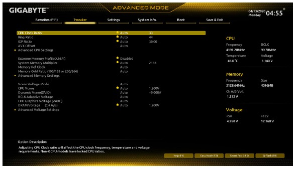 Gigabyte - B460M H - BIOS - Tweaker BIOS - Tweaker