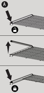Spustite palico rešetke in pritrdite vijak nazaj v zaklenjen položaj.