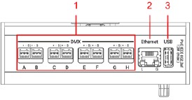 grandMA3 8Port Node DIN-Rail zadný panel