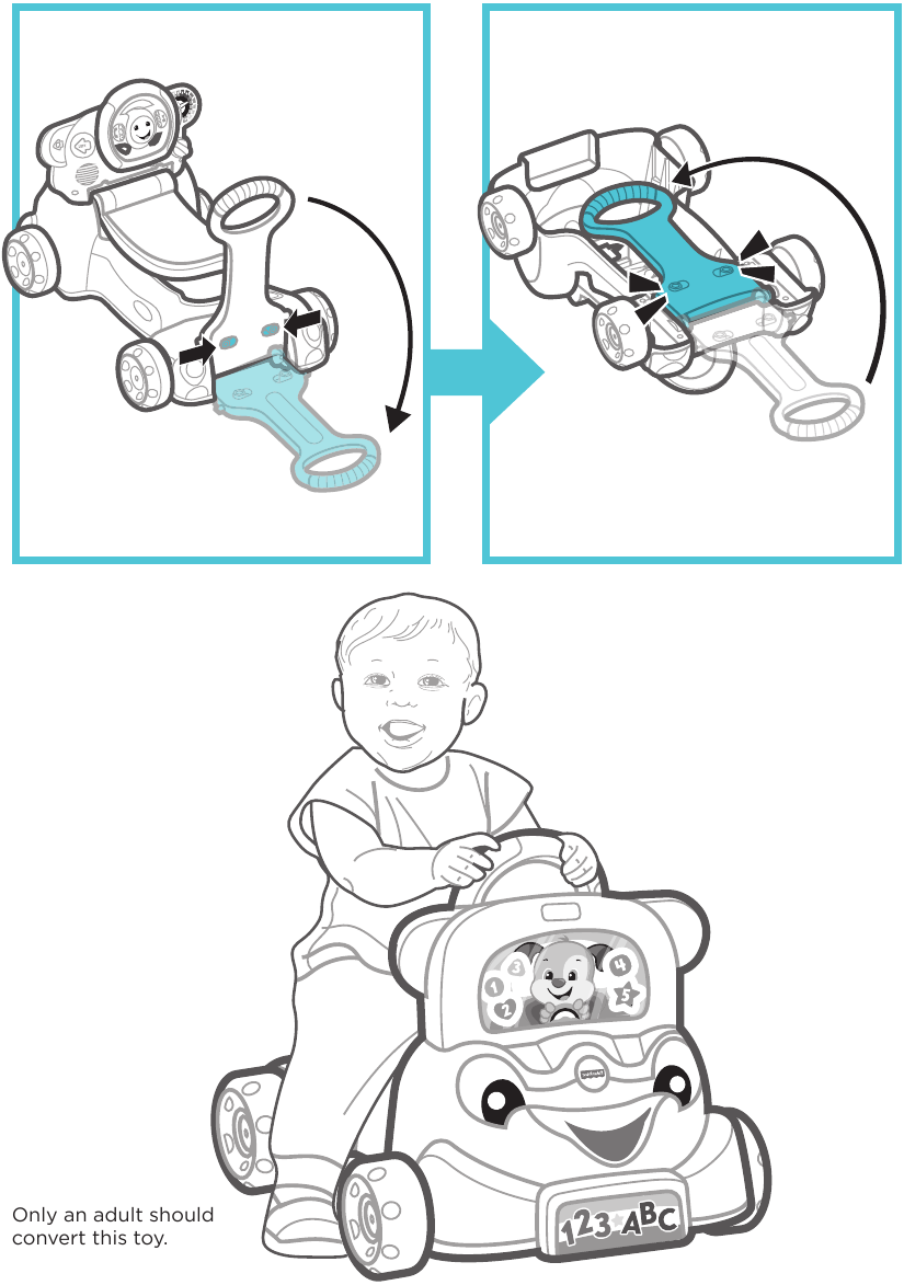 Fisher-Price - Laugh & Learn 3-in-1 Smart Car - Konvertoni për të Ngarë ose Kërcyer Konvertoni për të Ngarë ose Kërcyer