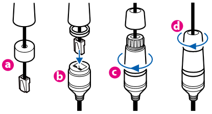 wavestore - Vision WV-CT-4F - Network connection through the water proof cable Netværksforbindelse gennem det vandtætte kabel