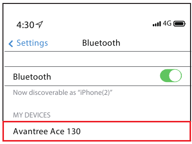 Avantree - Ace 130 - Reconectare - Pasul 2 Reconectare - Pasul 2