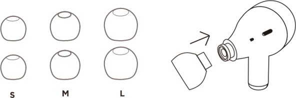 Motorola - MOTOBUDS ANC - Pruebe diferentes tamaños de auriculares Pruebe diferentes tamaños de auriculares