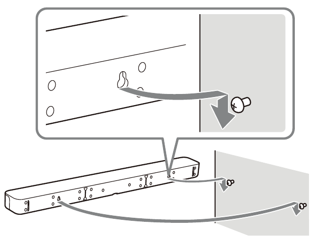 Sony - HT-S20R - Montáž lištového reproduktoru na zeď - Krok 4 Montáž lištového reproduktoru na zeď - Krok 4