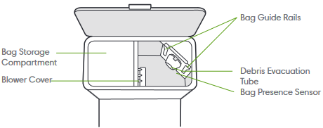iRobot - Roomba j7+ - Vista frontal de la eliminación automática de suciedad Vista frontal de la eliminación automática de suciedad