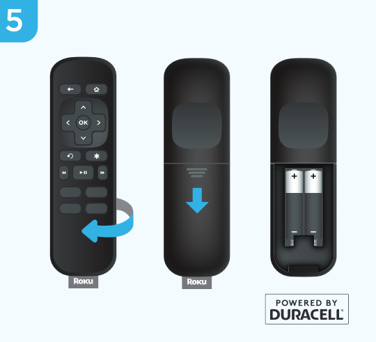 Roku - Express - Vstavite baterije Vstavite baterije