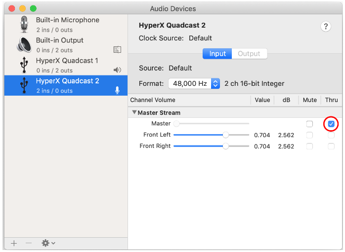 HYPERX - QuadCast HX-MICQC-BK - Управление мониторингом микрофона на macOS, шаг 2 Управление мониторингом микрофона на macOS, шаг 2