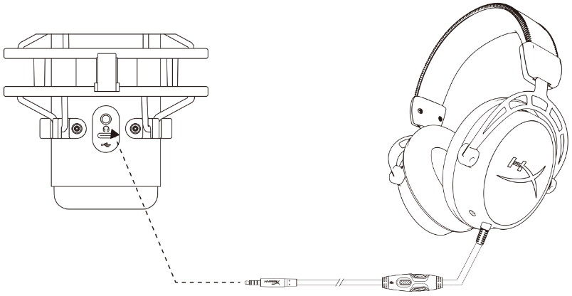 HYPERX - QuadCast S HMIQ1S-XX-RG/G - Kuulokkeiden liittäminen Kuulokkeiden liittäminen