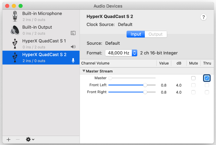 HYPERX - QuadCast S HMIQ1S-XX-RG/G - Mikrofonin valvonnan hallinta macOS:ssä, vaihe 2 Mikrofonin valvonnan hallinta macOS:ssä, vaihe 2