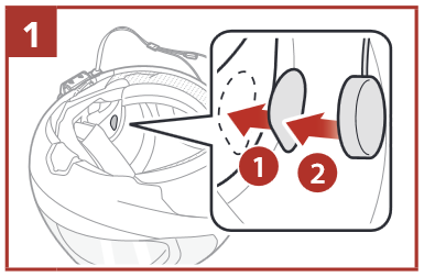 Sena - 50R - Installieren der Lautsprecher und des Mikrofons Schritt 1 Installieren der Lautsprecher und des Mikrofons Schritt 1