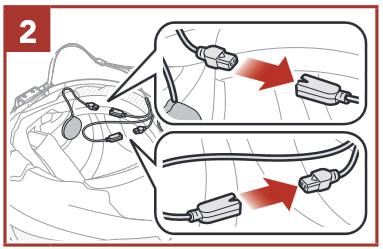 Sena - 50R - Installieren der Lautsprecher und des Mikrofons Schritt 2 Installieren der Lautsprecher und des Mikrofons Schritt 2