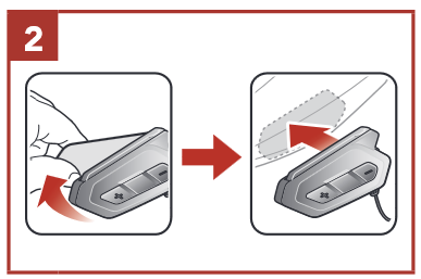 Sena - 50R - Anbringen der Haupteinheit mit doppelseitigen Klebebändern Schritt 2 Anbringen der Haupteinheit mit doppelseitigen Klebebändern Schritt 2