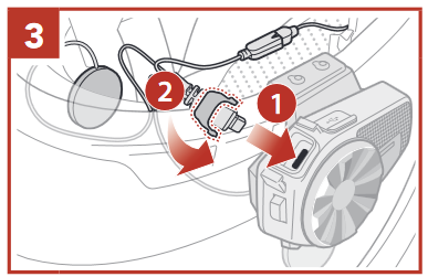 Sena - SPIDER ST1 - A vezetékes mikrofonos szár telepítése 3. lépés A vezetékes mikrofonos szár telepítése 3. lépés