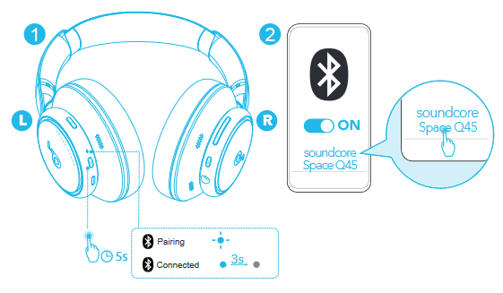 Soundcore - Space Q45 - Manual Pairing Sincronización Manual