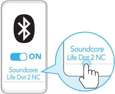 Soundcore - Life Dot 2 NC - Bluetooth Pairing - Step 2 - Select “Soundcore Life Dot 2 NC” Bluetooth Pairing - Step 2 - Select “Soundcore Life Dot 2 NC”