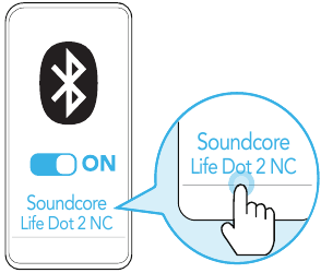 Soundcore - Life Dot 2 NC - Pairing with Another Device - Step 2 - Select “Soundcore Life Dot 2 NC” Pairing with Another Device - Step 2 - Select “Soundcore Life Dot 2 NC”