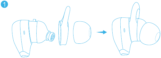 Soundcore - Life Dot 2 NC - Wearing - Choose the EarTips and EarWings - Step 1 Wearing - Choose the EarTips and EarWings - Step 1