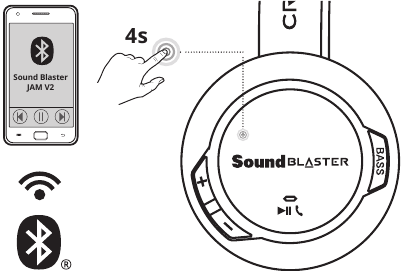 Creative - Sound Blaster JAM V2 - Сымсыз жұптастыру Сымсыз жұптастыру