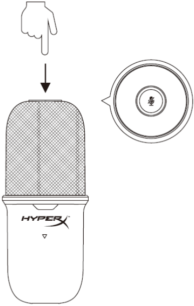 HyperX - SoloCast HMIS1X-XX-BK/G - Mikrofonin mykistäminen Mikrofonin mykistäminen