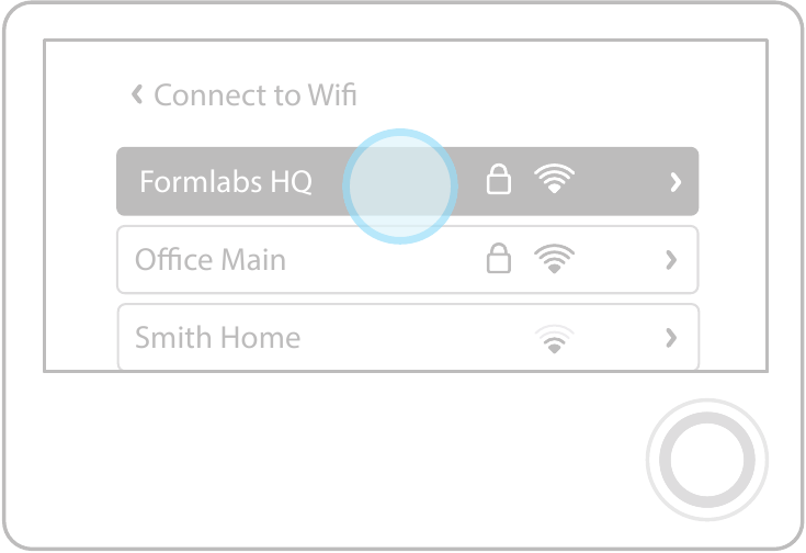 Formlabs - Form 2 - Ligar ao Wifi Passo 1 Ligar ao Wifi Passo 1