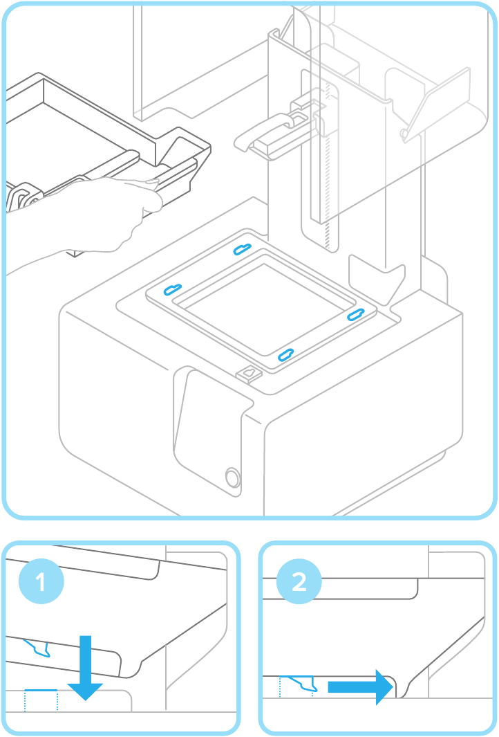 Formlabs - Form 2 - Inserir o Tanque de Resina com o Limpador Inserir o Tanque de Resina com o Limpador