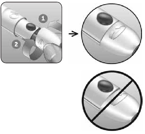 OneTouch - Lifescan Delica Plus - Dūrio prietaiso paruošimas - 4 žingsnis - Uždėkite dūrio prietaiso dangtelį Dūrio prietaiso paruošimas - 4 žingsnis - Uždėkite dūrio prietaiso dangtelį
